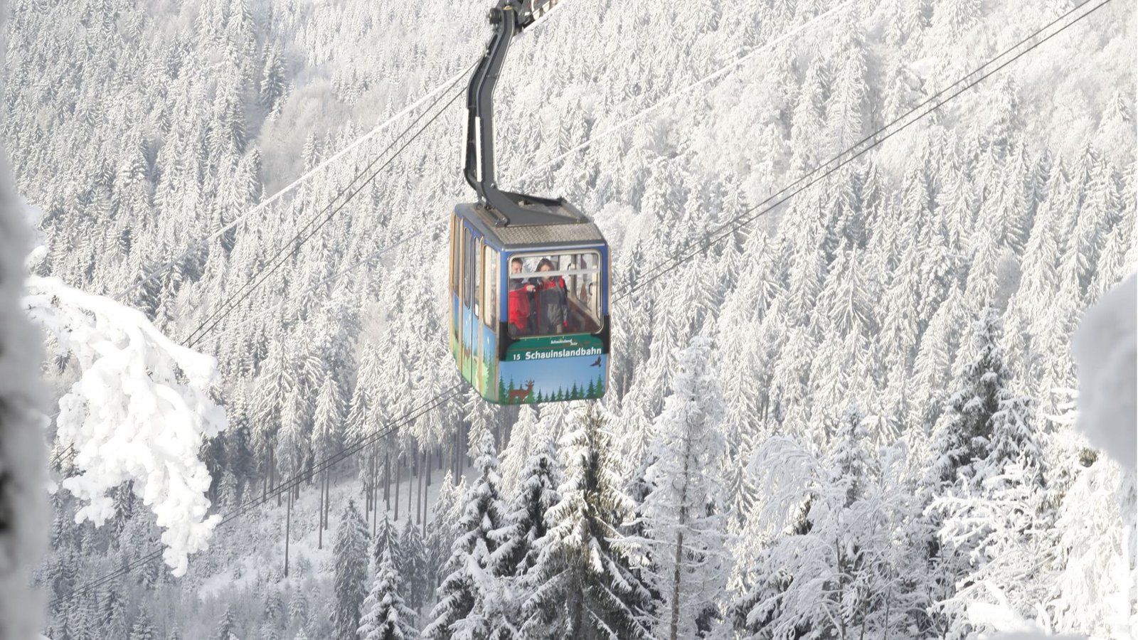 Mit der Bergbahn auf den Berggipfel des Schauinsland bei Freiburg.Foto: © FWTM/Schauinslandbahn//Daniel Schoenen
