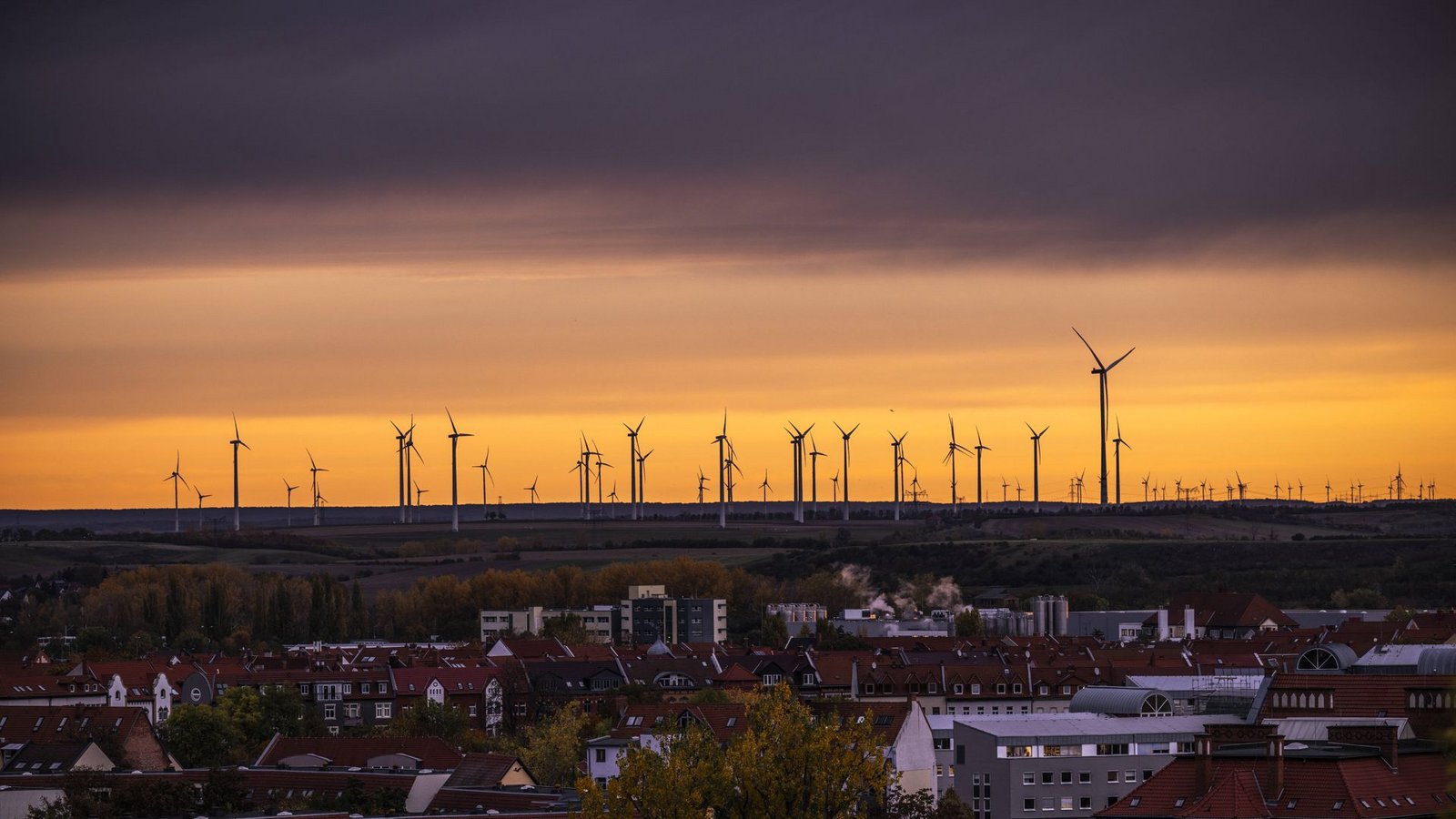 Windräder im Sonnenaufgang hinter Erfurt.Foto: IMAGO/Jacob Schröter Windräder im Sonnenaufgang hinter Erfurt.Foto: IMAGO/Jacob Schröter