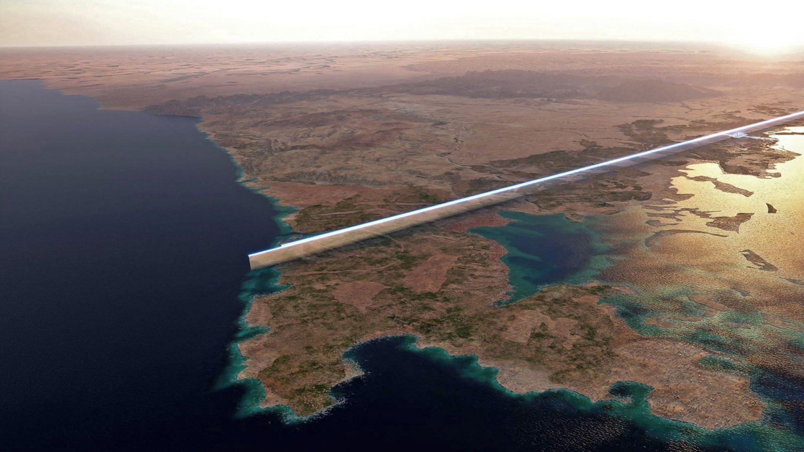 Ganz anders – optisch – kommt „The Line“ daher, ein Projekt in Saudi-Arabien: eine 170 Kilometer lange und schmale Megastruktur quer durch die Wüste.Foto: AFP/- Ganz anders – optisch – kommt „The Line“ daher, ein Projekt in Saudi-Arabien: eine 170 Kilometer lange und schmale Megastruktur quer durch die Wüste.Foto: AFP/-