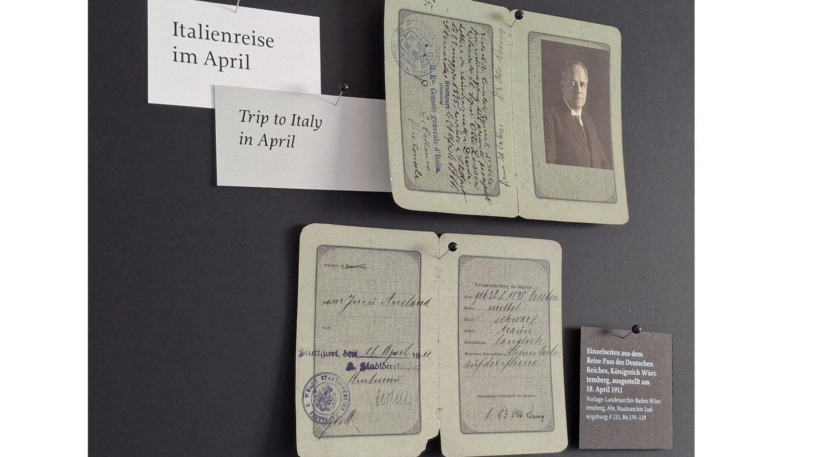 . . . der Reisepass von Otto Lossen mit einem Foto des Fotografen von 1911 und . . .Foto: STZN