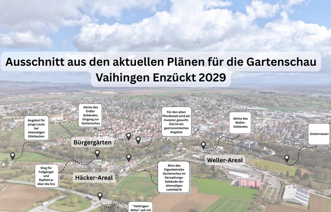 Ausschnitt aus den aktuellen Plänen zur Gartenschau Enzückt in Vaihingen. Grafik/Foto: Müller/Küppers