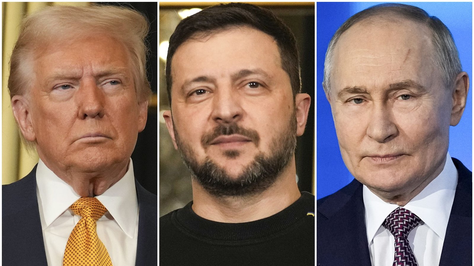 Die Kombo zeigt US-Präsident Donald Trump (l), den ukrainischen Präsidenten Wolodymyr Selenskyj (M) und Russlands Präsident Wladimir Putin.Foto: Morissard/Bednyakov/AP/dpa/Morissard/Bednyakov Die Kombo zeigt US-Präsident Donald Trump (l), den ukrainischen Präsidenten Wolodymyr Selenskyj (M) und Russlands Präsident Wladimir Putin.Foto: Morissard/Bednyakov/AP/dpa/Morissard/Bednyakov